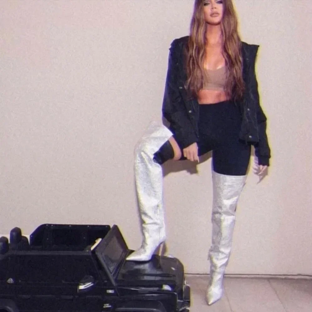 Good American Emma Crackle Over The Knee Boots